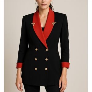 Black & Red Double-Breasted Blazer Jacket vintage